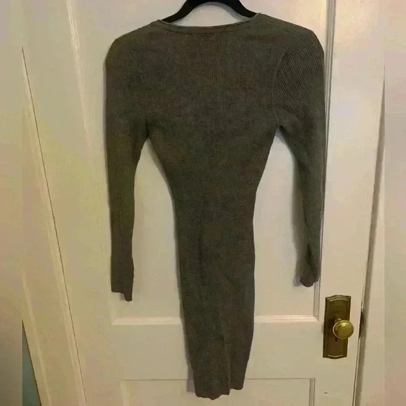 ASTR Ribbed Long Sleeve Bodycon Dress Button Crew Heather Gray, Womens Size XS - Picture 6 of 7